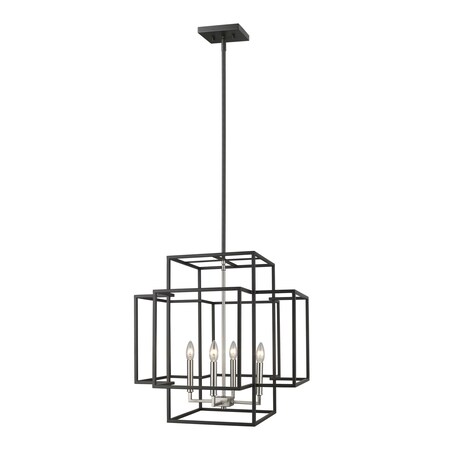 Z-Lite Titania 4 Light Pendant, Black 454-22BK-BN